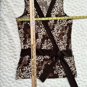 Floral Brown Wrap Top